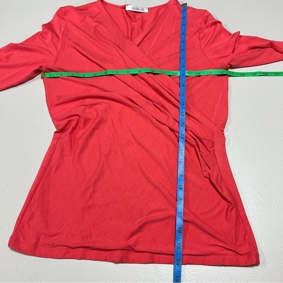 Maxmara Soft Jersey Faux Wrap 3/4 Sleeve Tops - Picture 7 of 8